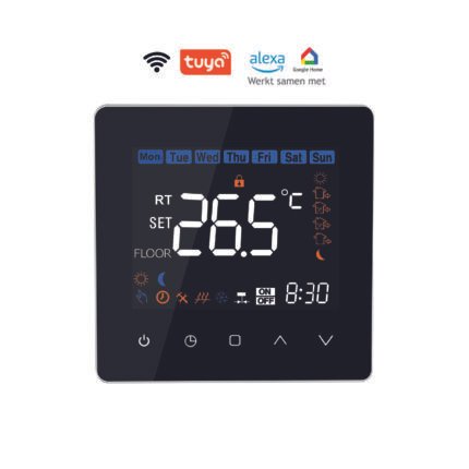 Elektrische vloerverwarming thermostaat Helios 630 wifi Tuya met kleuren LCD front