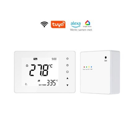 Wifi thermostaat Helios 728 draadloos voor elektrische vloerverwarming wit.