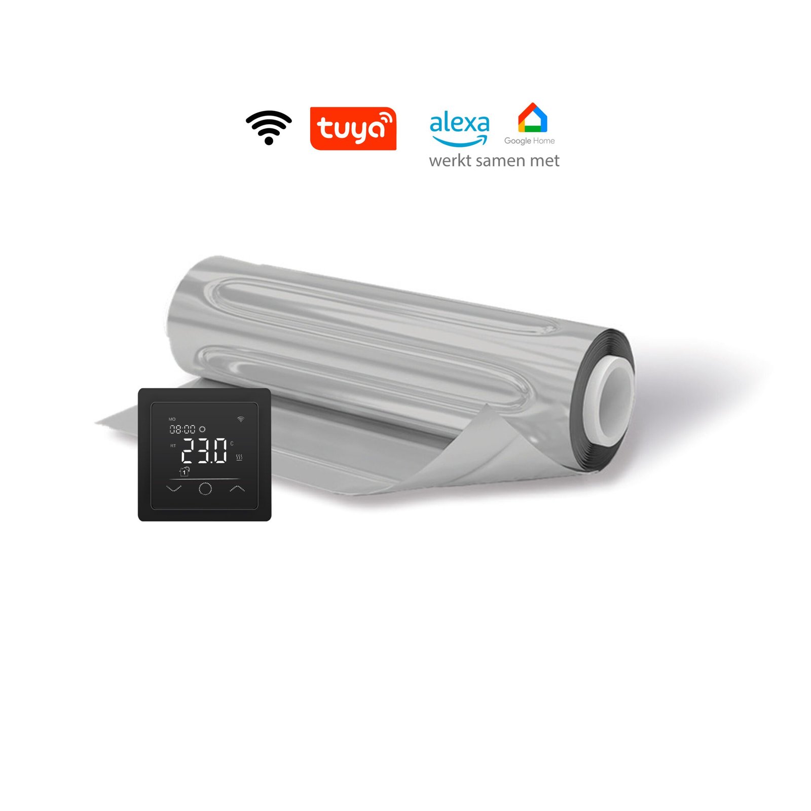 Magma-Alu-mat-met-Helios-660-en-wifi-symbool Magma-Alu elektrische-vloerverwarmingsmat met Helios-660 thermostaat