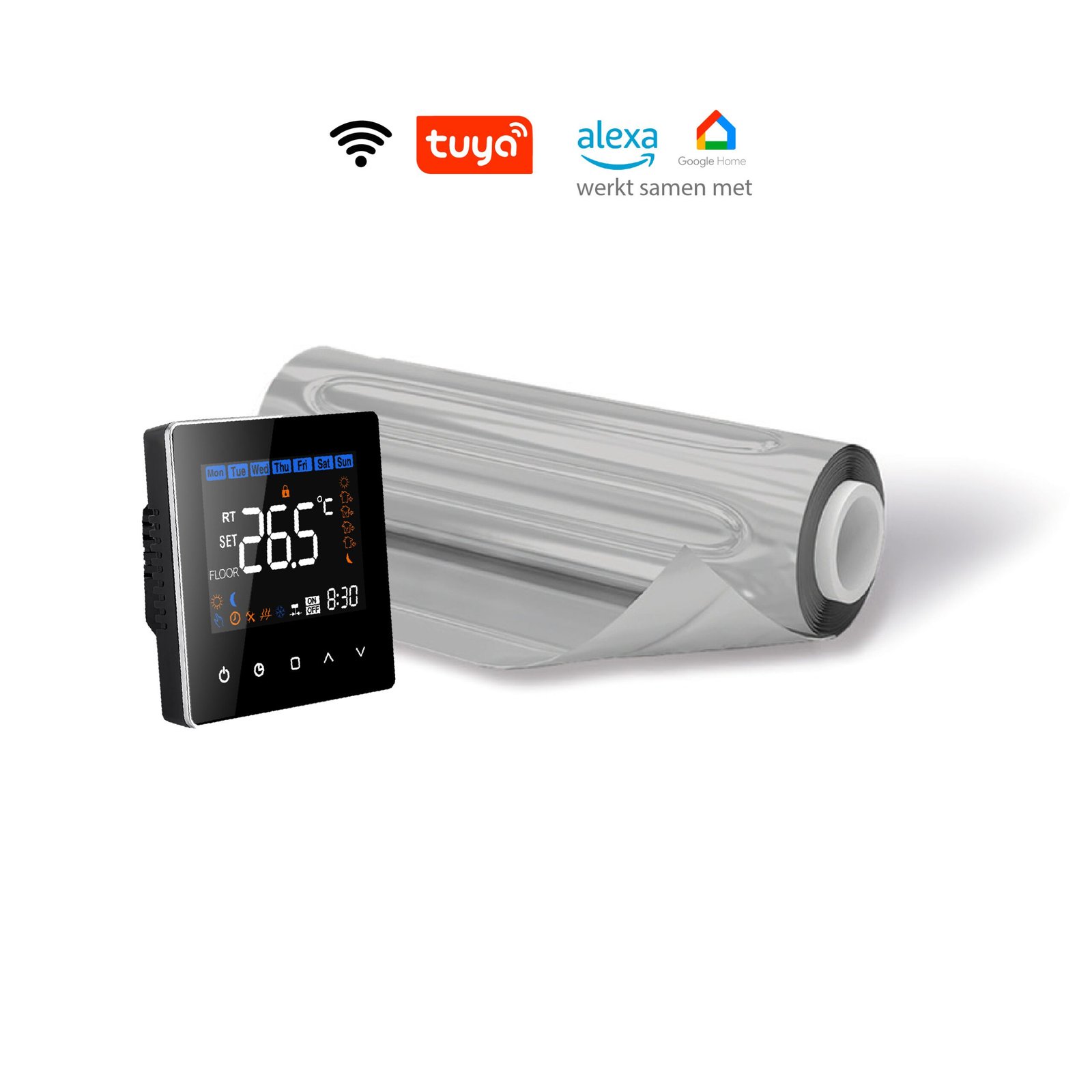 Magma Alu vloerverwarming met Helios 630 en wifi logo Magma-Alu elektrische-vloerverwarmingsmat met Helios-630 thermostaat